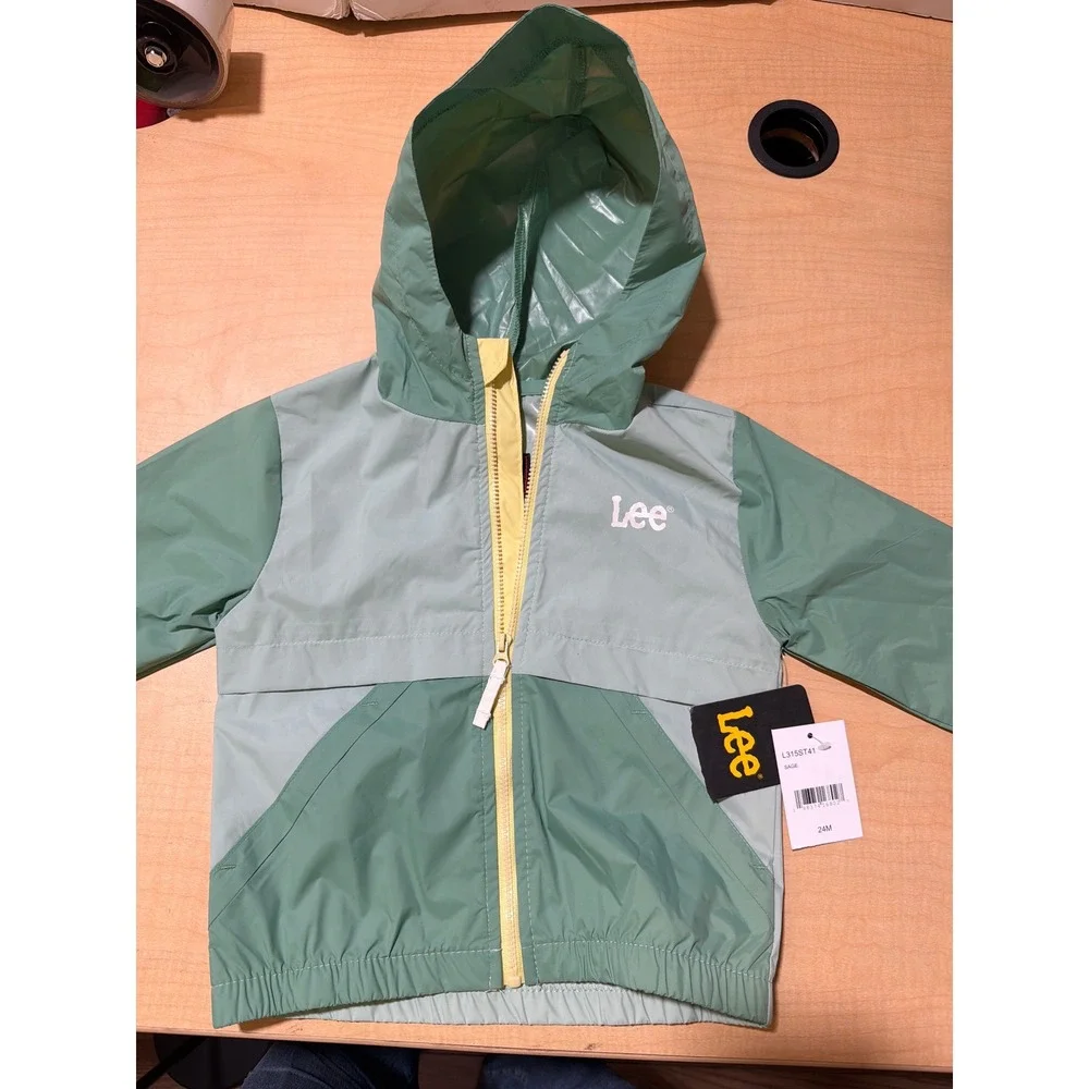 Lee‎ Toddler Sage Green Colorblock Hooded Windbreaker Jacket L315ST41 24M NWT